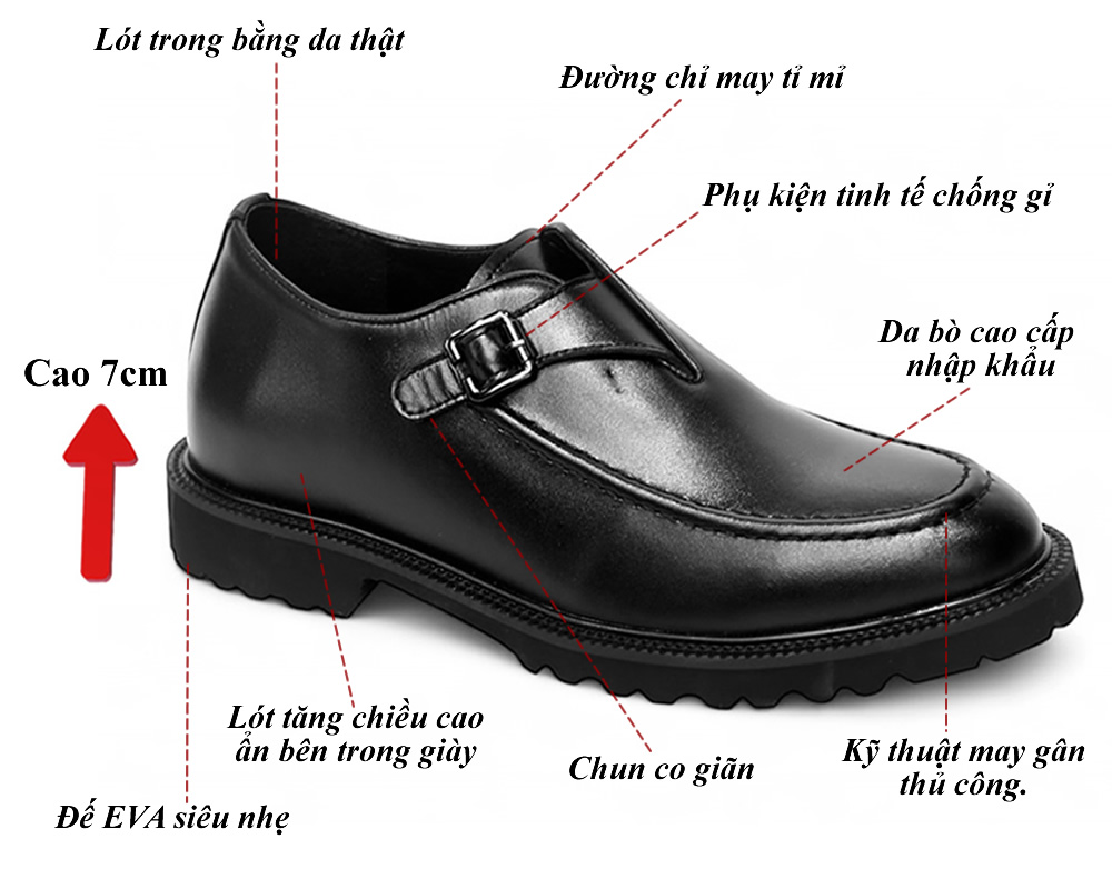 Giày đế eva siêu nhẹ tăng 7cm chiều cao 7